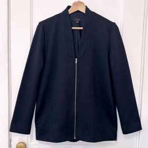 COS Women's Navy Blue Wool Blend Structured Zip Up Jacket, Size US 6